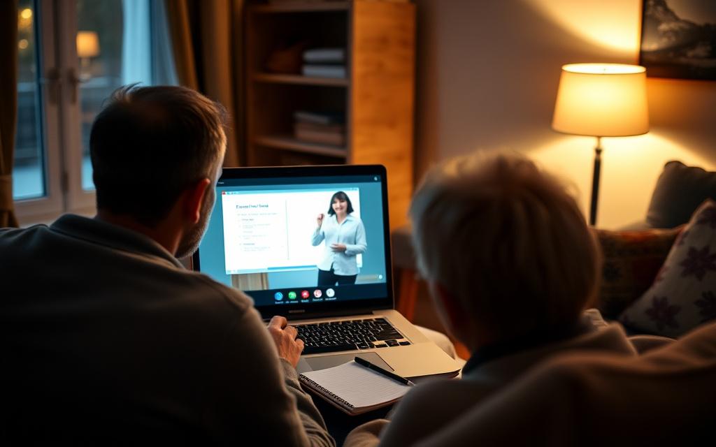 Adult learner in a private online English lesson